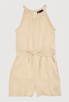 Girls Smocked Sleeveless Romper, 14-16