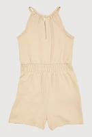 Girls Smocked Sleeveless Romper, 14-16