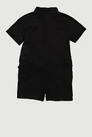 Girls Button Front Utility Romper, 7-8