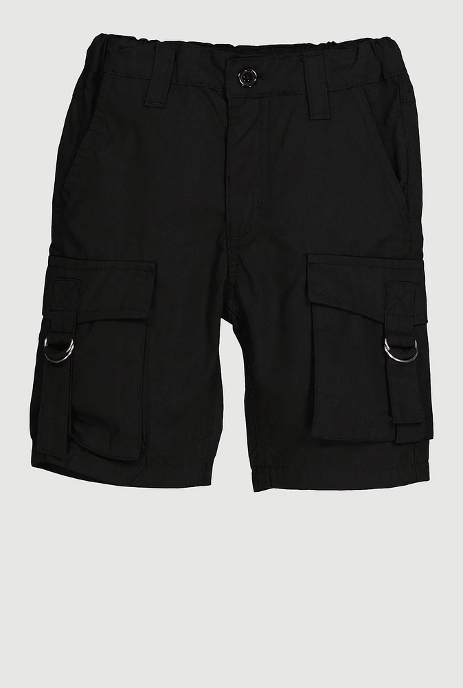 Little Girls Cargo Pocket Bermuda Shorts, Black, Size 6X