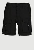 Little Girls Cargo Pocket Bermuda Shorts, Black, Size 6X