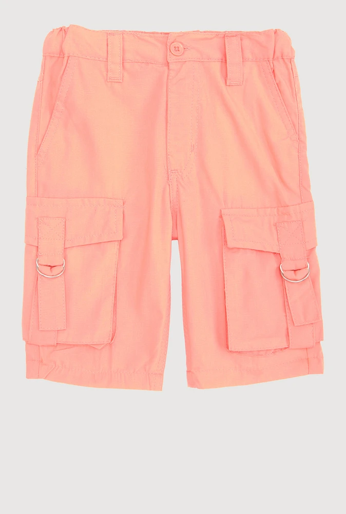 Little Girls Cargo Pocket Bermuda Shorts, Pink, Size 5
