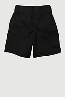 Little Girls Tie Waist Belted Cargo Pocket Shorts, Black, Size 4