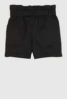 Little Girls Paper Bag Waist Cargo Shorts,