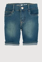 Little Girls Cuffed Bermuda Denim Shorts, Blue,