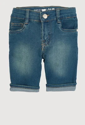Little Girls Cuffed Bermuda Denim Shorts, Blue, Size 5