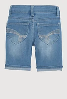 Little Girls Cuffed Bermuda Denim Shorts, Blue,