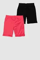 Little Girls Cargo Bermuda Shorts 2 Pack, Pink, Size 4