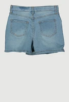Girls Rhinestone Asymmetrical Denim Skort, Blue, Size 10