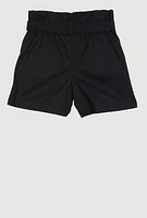Girls Paper Bag Waist Cargo Shorts, Black, Size 14-16