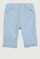 Girls Twill Fixed Cuff Bermuda Shorts, Blue, Size 10