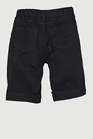 Girls Twill Distressed Detail Bermuda Shorts, Black, Size 10