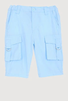 Girls Cargo Bermuda Shorts, Blue, Size 7-8