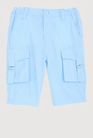 Girls Cargo Bermuda Shorts, Blue, Size 7-8