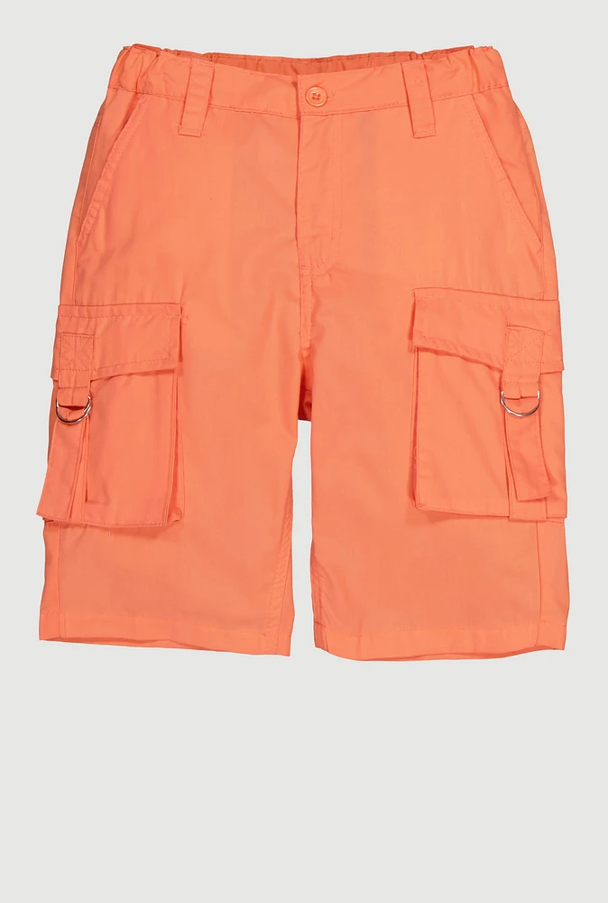 Girls Cargo Bermuda Shorts, Orange, Size 12