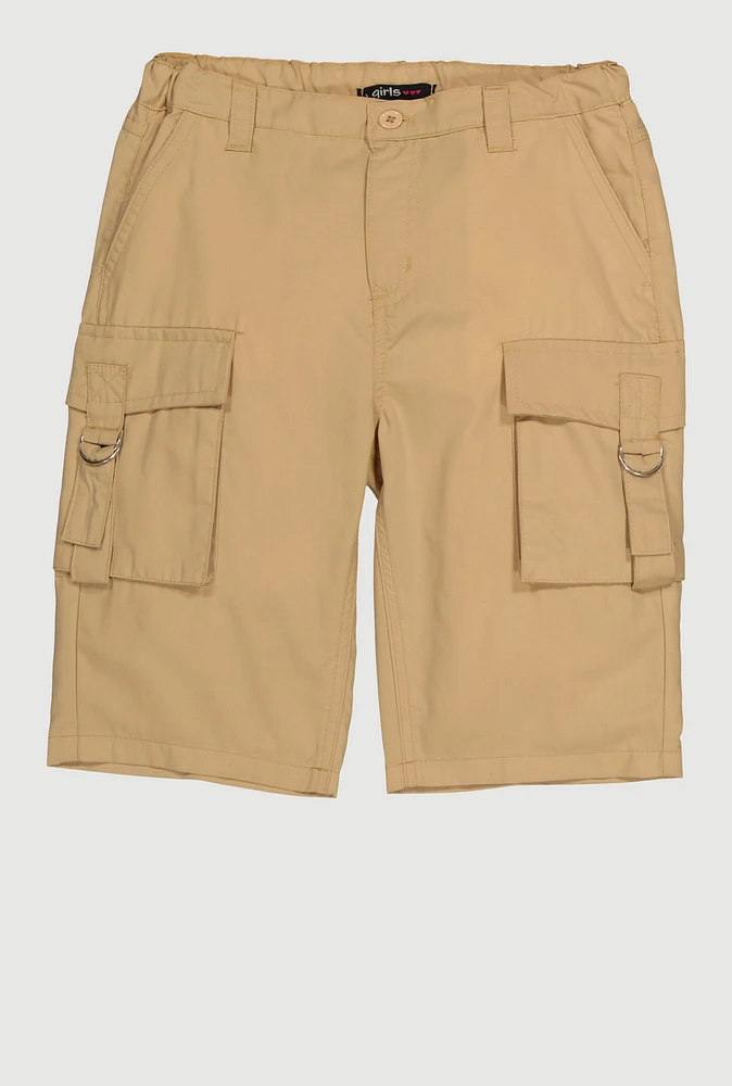 Girls Cargo Bermuda Shorts, Khaki, Size 7-8