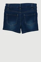 Girls Daisy Sequin Denim Shorts, Blue,