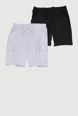 Girls Cargo Pocket Shorts 2 Pack, Multi, Size 14-16