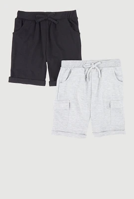Girls Faux Drawstring Shorts 2 Pack, Multi, Size 10-12
