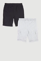 Girls Faux Drawstring Shorts 2 Pack, Multi, Size 10-12