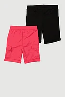 Girls Cargo Bermuda Shorts 2 Pack, Pink, Size 10-12