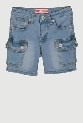 Girls Denim Cargo Shorts, Blue,