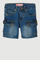 Girls Denim Cargo Shorts, Blue,