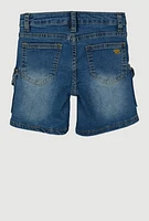Girls Denim Cargo Shorts, Blue,