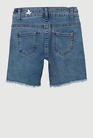 Girls Butterfly Chain Belt Distressed Denim Shorts, Blue, Size 14