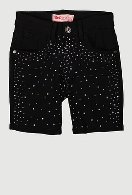 Girls Hyperstretch Rhinestone Bermuda Shorts, Black,