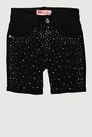 Girls Hyperstretch Rhinestone Bermuda Shorts, Black,