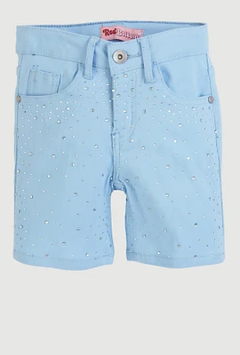 Girls Hyperstretch Rhinestone Bermuda Shorts, Blue, Size 8