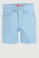 Girls Hyperstretch Rhinestone Bermuda Shorts, Blue,