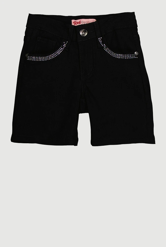 Girls Rhinestone Trim Hyperstretch Shorts,