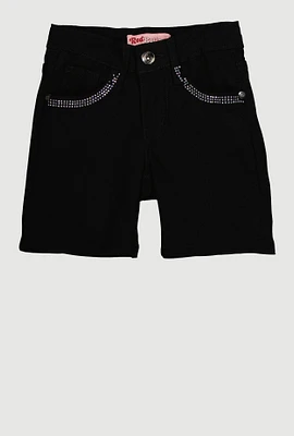Girls Rhinestone Trim Hyperstretch Shorts,