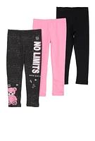 Little Girls No Limits Leggings 3 Pack, Pink, Size 6X