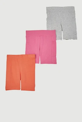 Little Girls Comfortable Bike Shorts 3 Pack, Multi, Size 6X