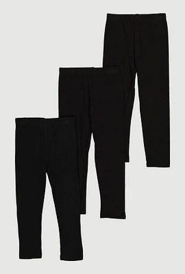 Little Girls Ribbed Knit Leggings Set of 3,
