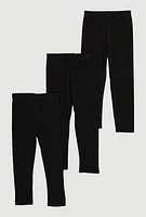 Little Girls Ribbed Knit Leggings Set of 3,
