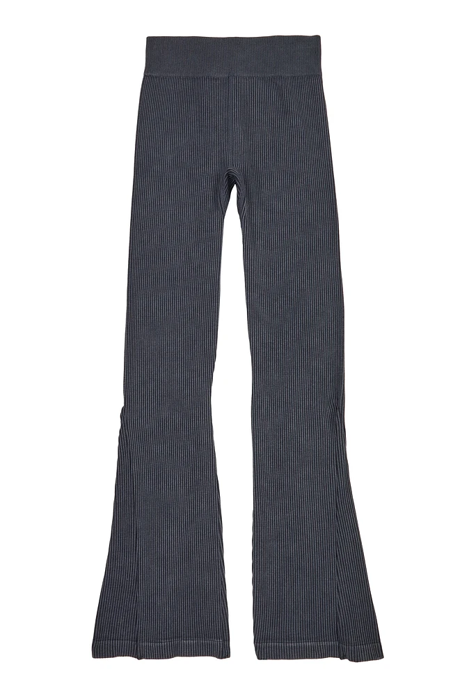 Girls Seamless Acid Wash Flare Pants,