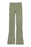 Girls Seamless Acid Wash Flare Pants, Green, Size 14