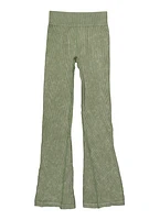 Girls Seamless Acid Wash Flare Pants, Green, Size 14