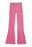 Girls Seamless Acid Wash Flare Pants, Pink, Size 14