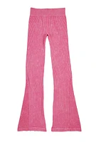 Girls Seamless Acid Wash Flare Pants, Pink, Size 7-8