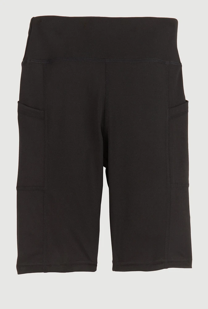Girls Side Pocket Biker Shorts, Black, Size 7-8