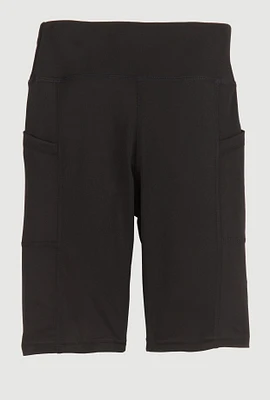 Girls Side Pocket Biker Shorts, Black, Size 7-8