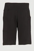 Girls Side Pocket Biker Shorts, Black, Size 7-8