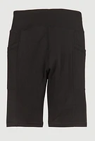 Girls Side Pocket Biker Shorts, Black, Size 7-8