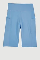 Girls Side Pocket Biker Shorts, Blue, Size 14-16