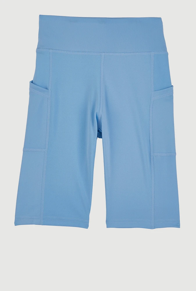 Girls Side Pocket Biker Shorts,